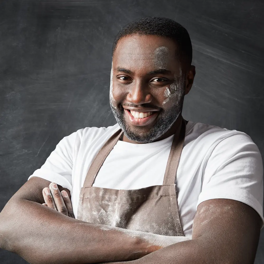 Chef after OCD hypnosis smiling Sydney chef after OCD hypnosis smiling with messy face